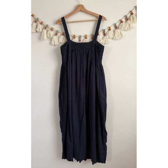 Banana Republic Linen Blend Drapey Pleated Midi Dress Coastal Lagenlook Boho L - Picture 2 of 9